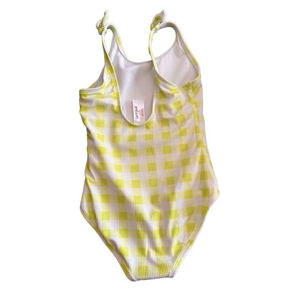 Cat & Jack Girls One Piece Lime Green Plaid Swimsuit - Picture 4 of 4